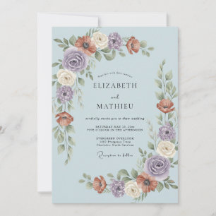 Light Blue Exquisite Botanical Wedding Invitation