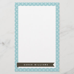 Light Blue Fancy Circles Pattern Stationery