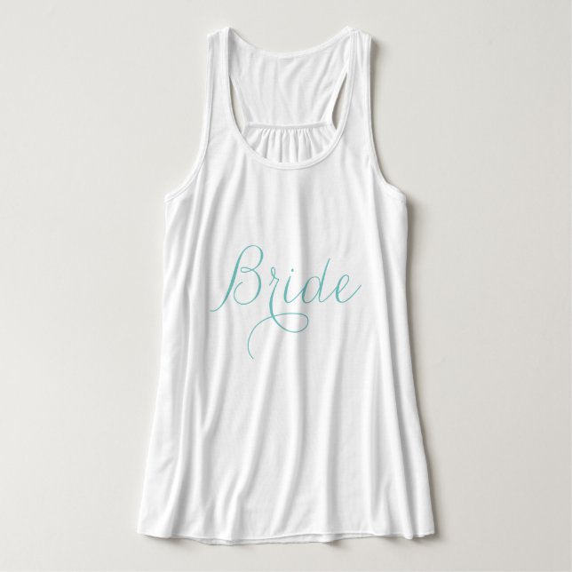 Light Blue Fancy Script "Bride" Singlet (Design Front)