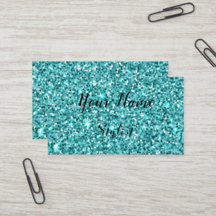 Light Blue Faux Glitter Business Card