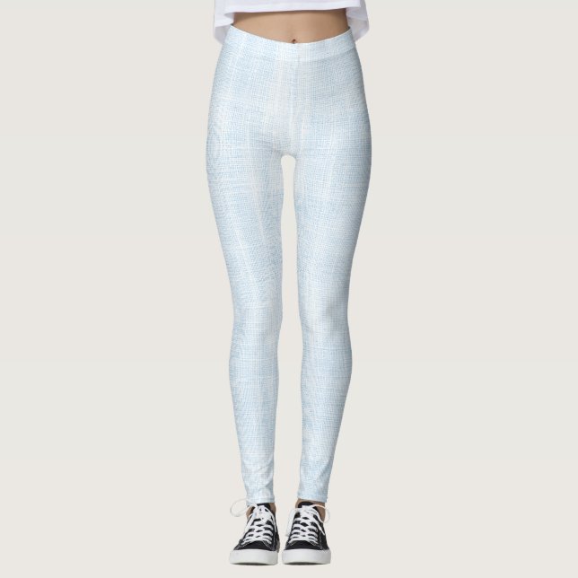 Light Blue Faux Linen Leggings (Front)