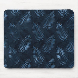 Light Blue Ferns Against Dark Blue Background Mouse Pad