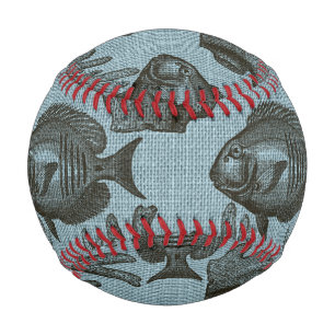 Light Blue Fish Sea Marine Coral Aquarium Rustic Baseball