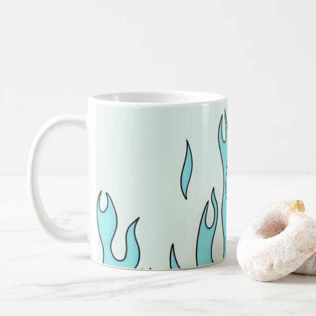Light blue flame coffee mug (With Donut)