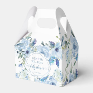 Light blue floral baby boy shower candy favor box