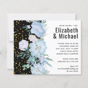 Light Blue Floral Black Modern Wedding Budget