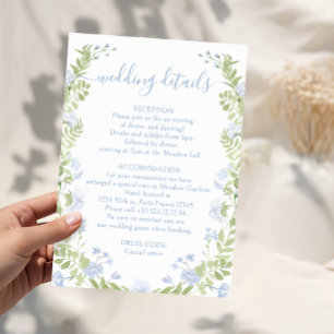 Light blue floral Boho Chic Wedding Details Cards