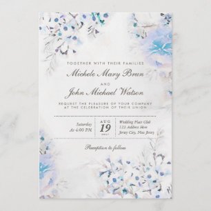 Light Blue Floral Boho Fresh Wedding Invite