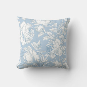 Light Blue Floral Chinoiserie Cushion