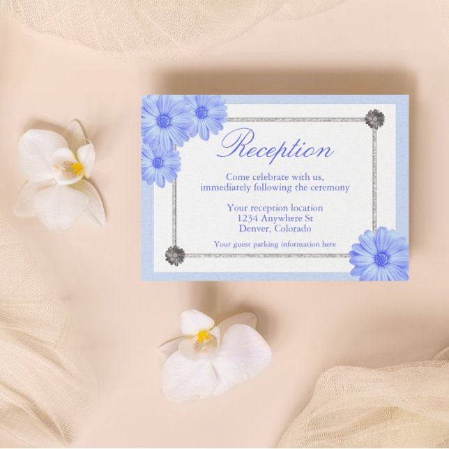 Light Blue Floral Elegant Wedding Reception Card (Creator Uploaded)