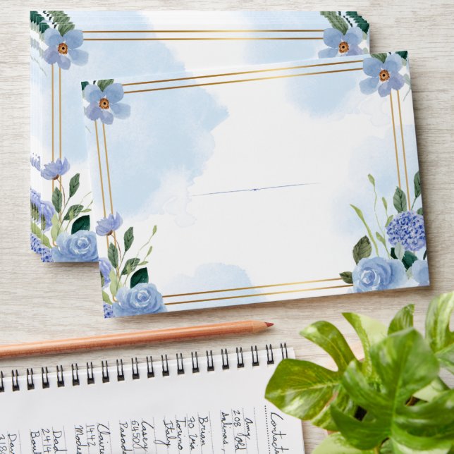 Light Blue Floral Envelope | Elegant Personalised  (Stacked)