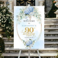 Light Blue Floral Eucalyptus 90th birthday welcome
