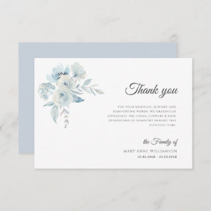 light blue floral funeral thank you cards