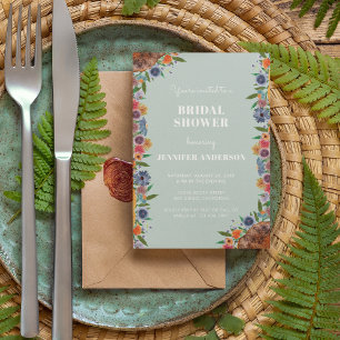 Light Blue Floral Garden Boho Chic Bridal Shower Invitation