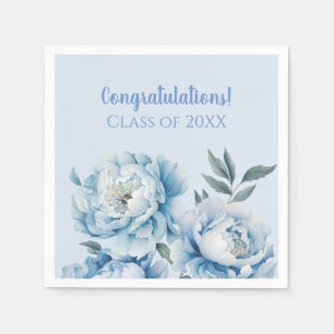 Light Blue Floral Graduation Napkin