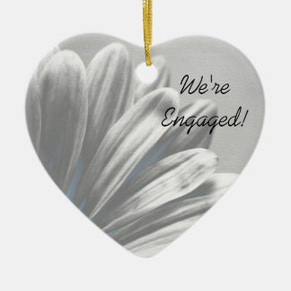 Light Blue Floral Highlights Engagement Ceramic Tree Decoration