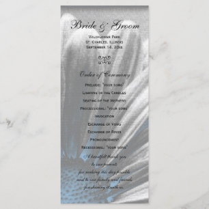 Light Blue Floral Highlights Wedding Program Programme
