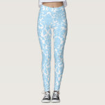 Light Blue Floral Ornate Damask Pattern Leggings<br><div class="desc">Elegant,  ornate and unique leggings that feature light blue floral damask pattern. Other colours are available.</div>