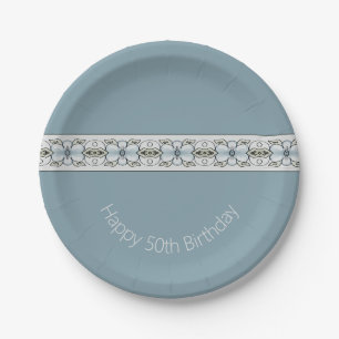 Light Blue Floral Paper Plate