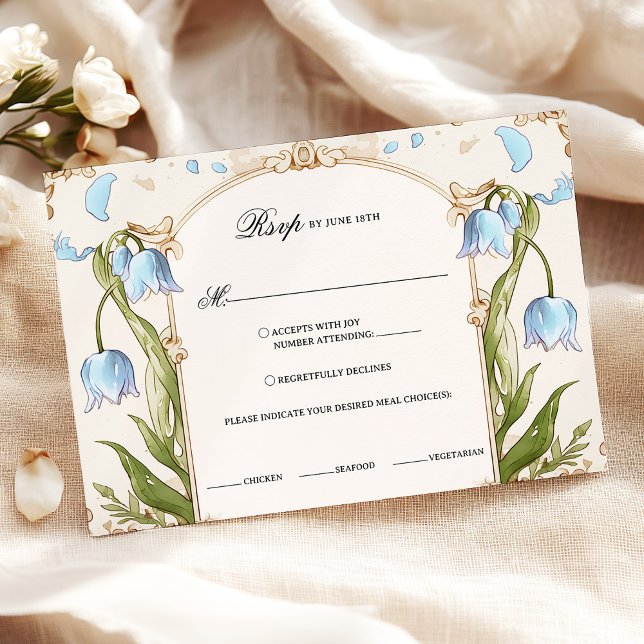 Light Blue Floral RSVP Card with Meal Choices  (Creator Uploaded)