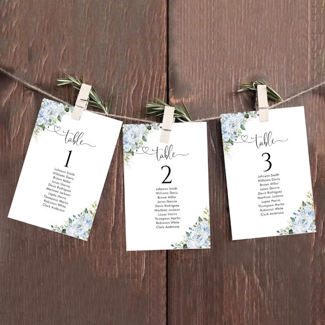 Light Blue Floral Table Number Seating Chart (Creator Uploaded)