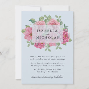 Light Blue Floral Wedding Invitation