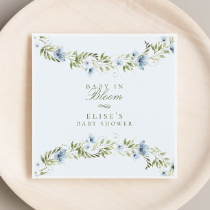 Light Blue Floral Wreath Baby in Bloom Baby Shower Napkin