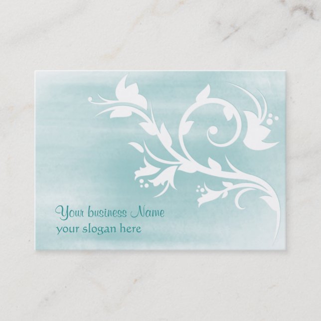 light blue flourish customisable business card (Front)