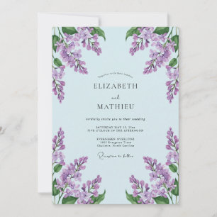Light Blue Flourishing Spring Wedding Invitation