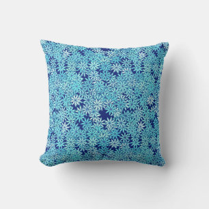 Light blue flowers, navy background cushion
