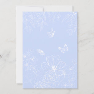 Light Blue Flowers Pattern, Floral, Minimalist Holiday Card