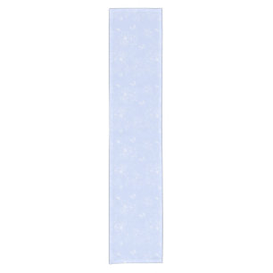 Light Blue Flowers Pattern, Floral, Minimalist Short Table Runner