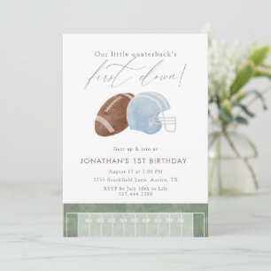 Light Blue Football Helmet First Birthday Invitation
