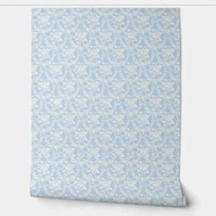 Light Blue French Country Patterned Wallpaper