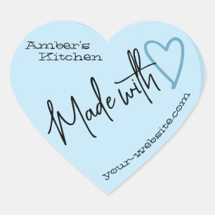 Light Blue From The Kitchen Made With Love Baking Heart Sticker