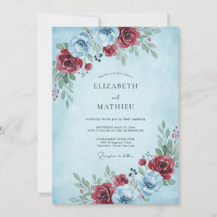 Light Blue Frosted Winter Wedding Invitation