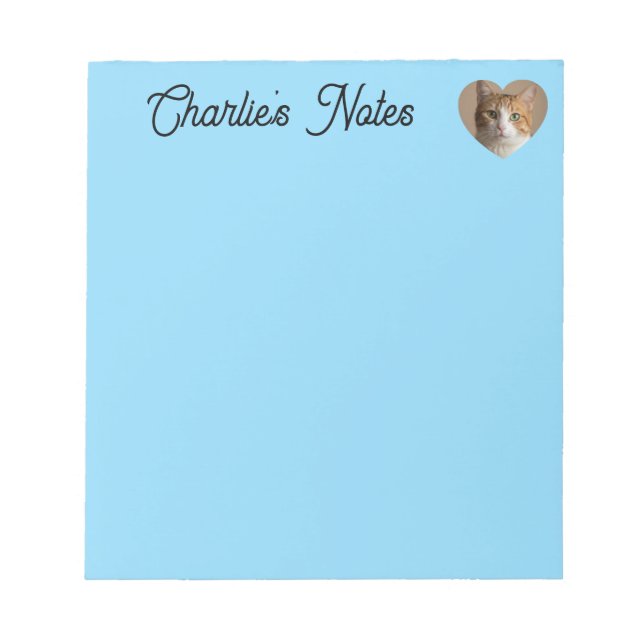 Light Blue Fun Custom Pet Cat Heart Frame Notepad (Front)