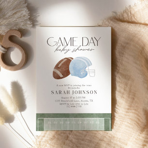 Light Blue Game Day Football Baby Shower Invitation