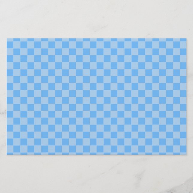 Light Blue Geometric Chequerboard Stationery (Front)