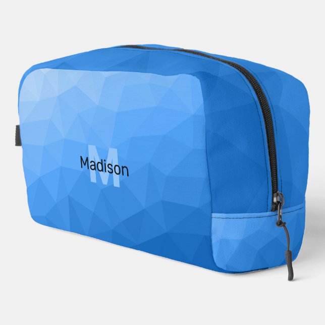 Light blue geometric mesh pattern Monogram Dopp Kit (Right Corner)