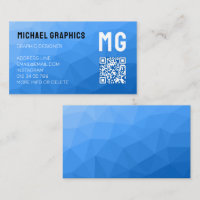 Light blue geometric mesh pattern QR code Monogram