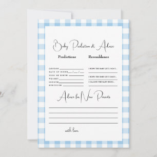 Light Blue Gingham Baby Predictions  Invitation