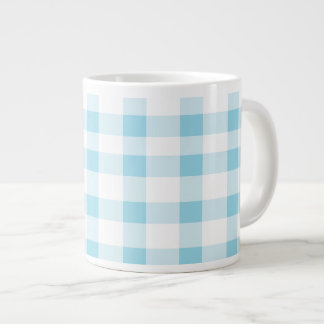 Light Blue Gingham Large Coffee Mug