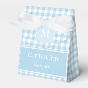 Light Blue Gingham & Monogram Favour Bag Favour Box
