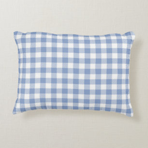 Light Blue Gingham Pattern Classic Chequered Print Decorative Cushion