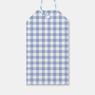 Light Blue Gingham Pattern Classic Chequered Print Gift Tags