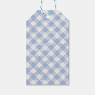 Light Blue Gingham Pattern Classic Chequered Print Gift Tags