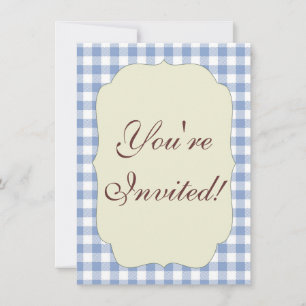 Light Blue Gingham Pattern Classic Chequered Print Invitation