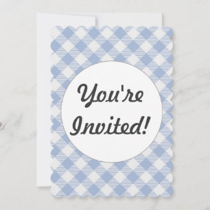 Light Blue Gingham Pattern Classic Chequered Print Invitation