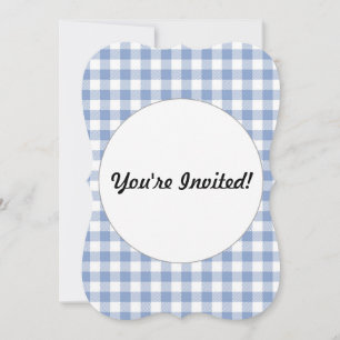 Light Blue Gingham Pattern Classic Chequered Print Invitation